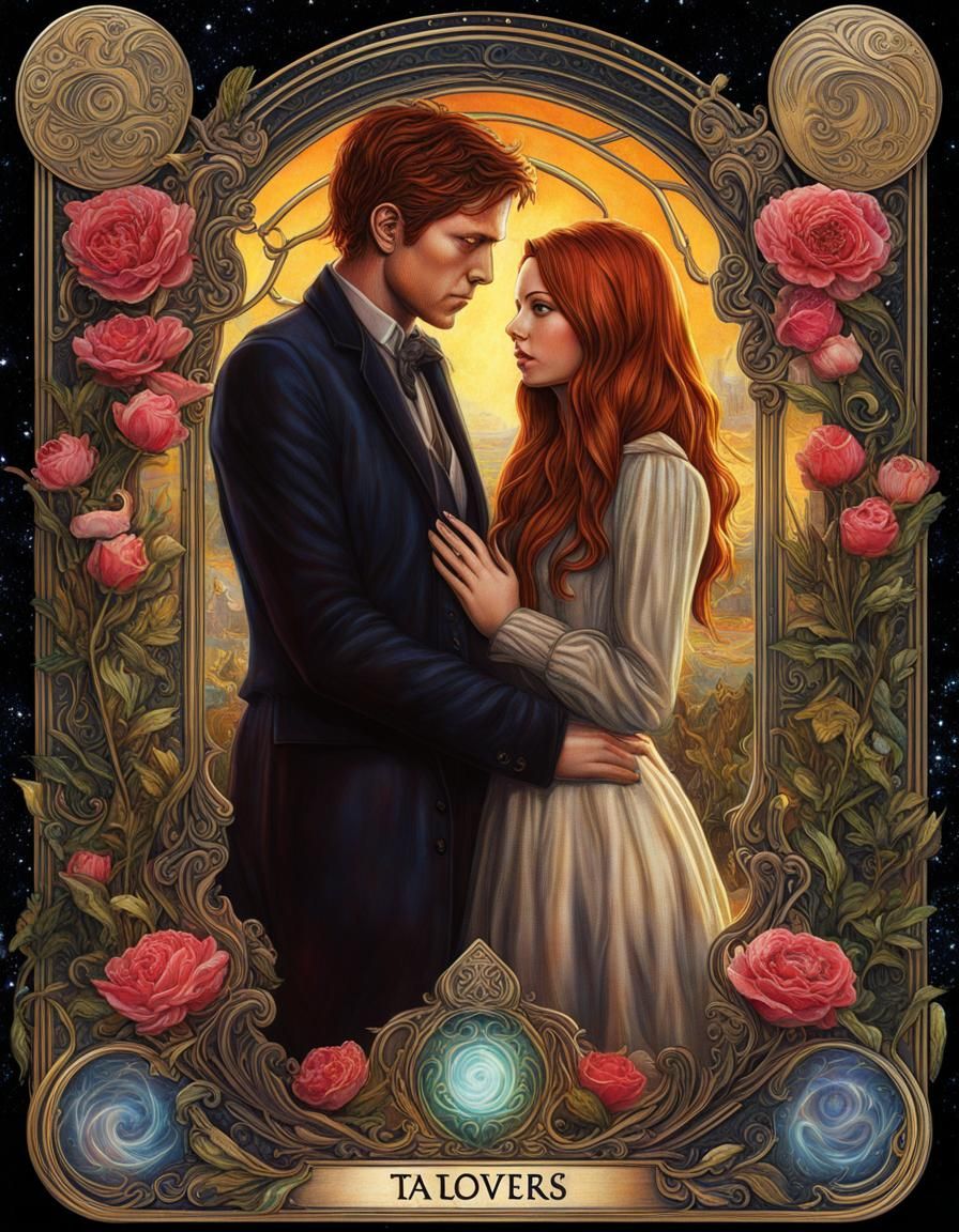 Amelia and Rory Romantic Tarot Card Holographic Edition