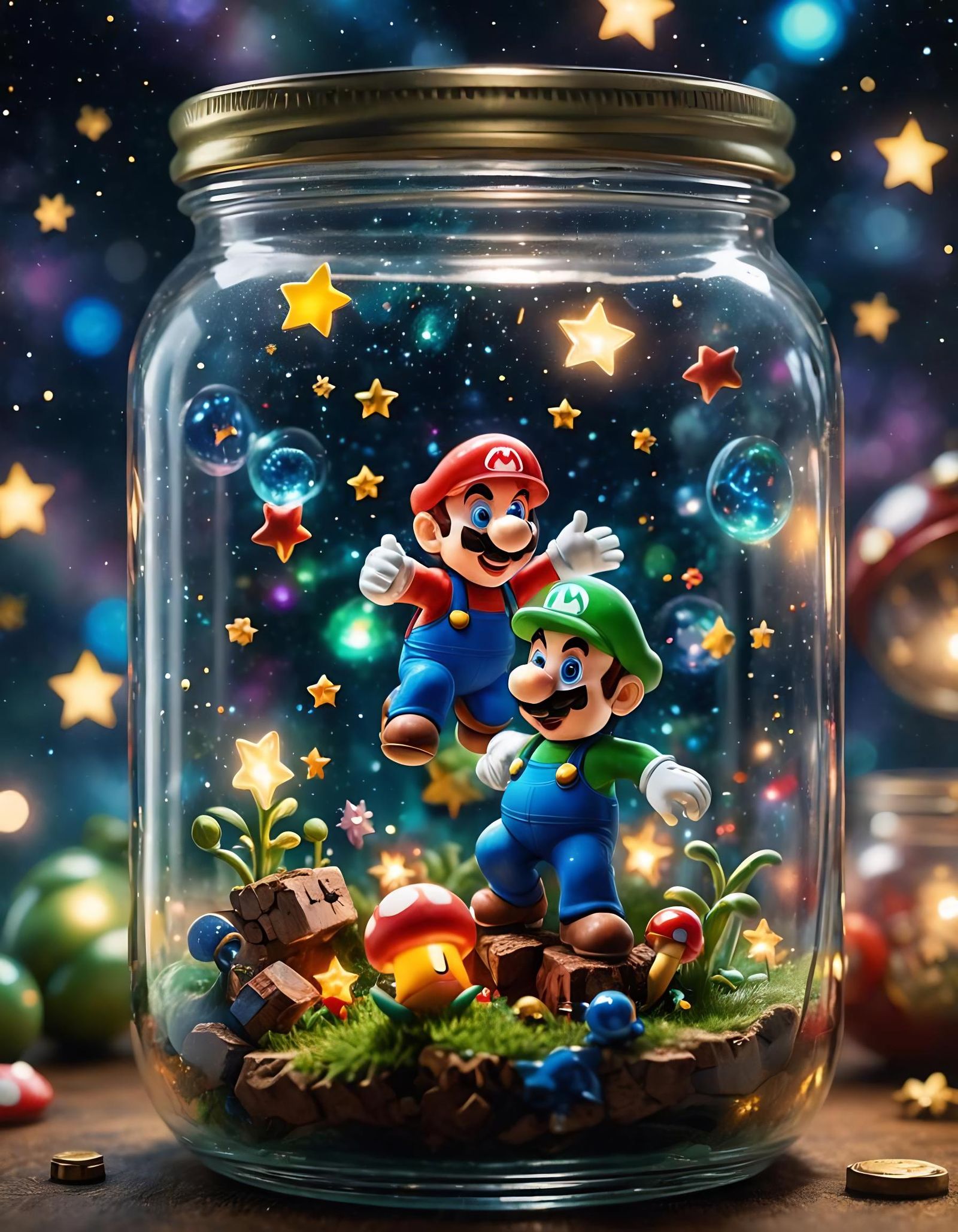 Glass jar art - Mario and Luigi ...