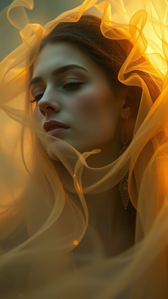 Enigmatic Woman in Ethereal Realm