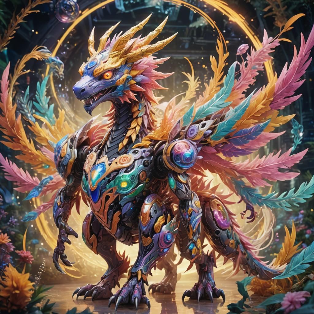 Charismatic Digimon Masterpiece with Ethereal Glow