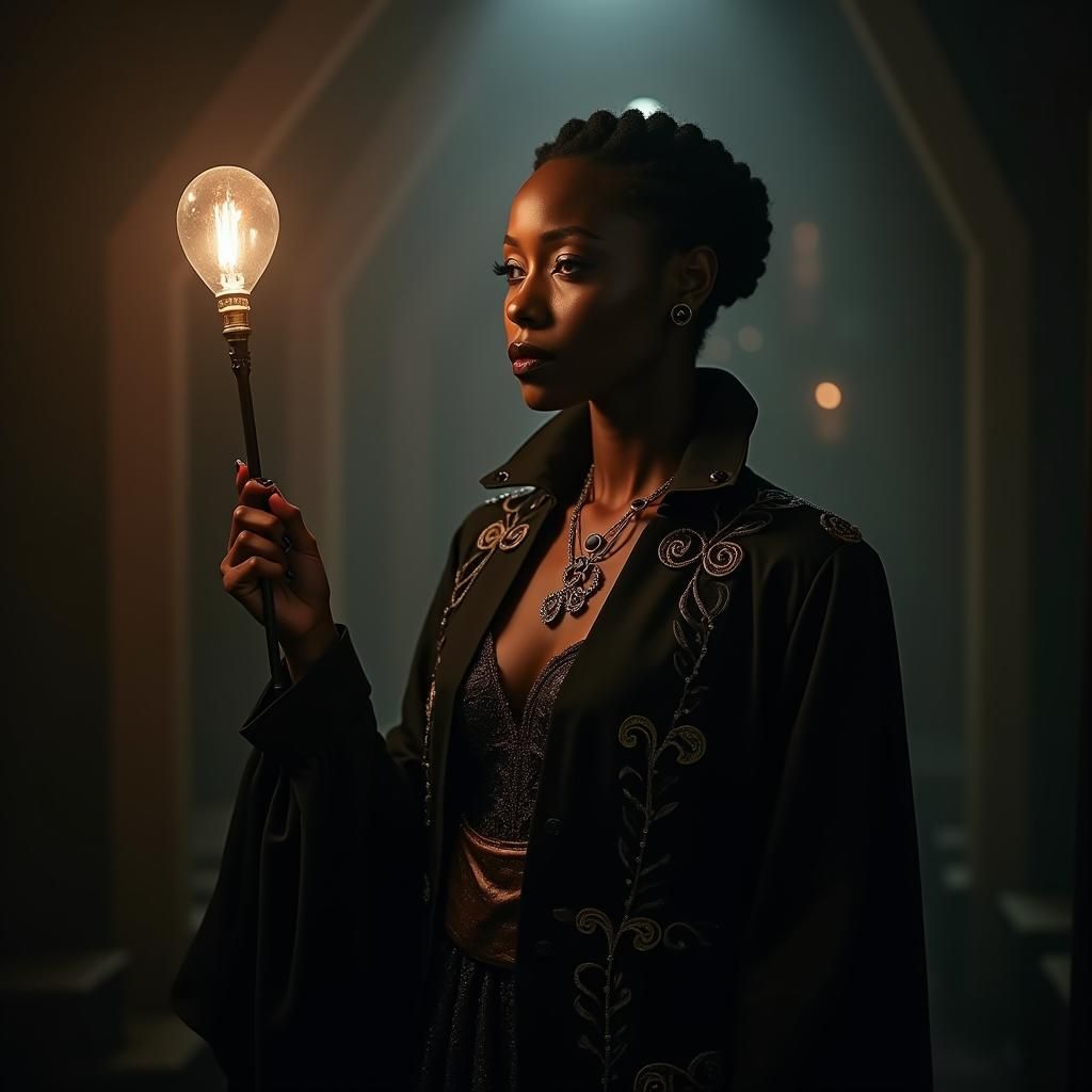 Mystical Black Woman as Magician Tarot Card