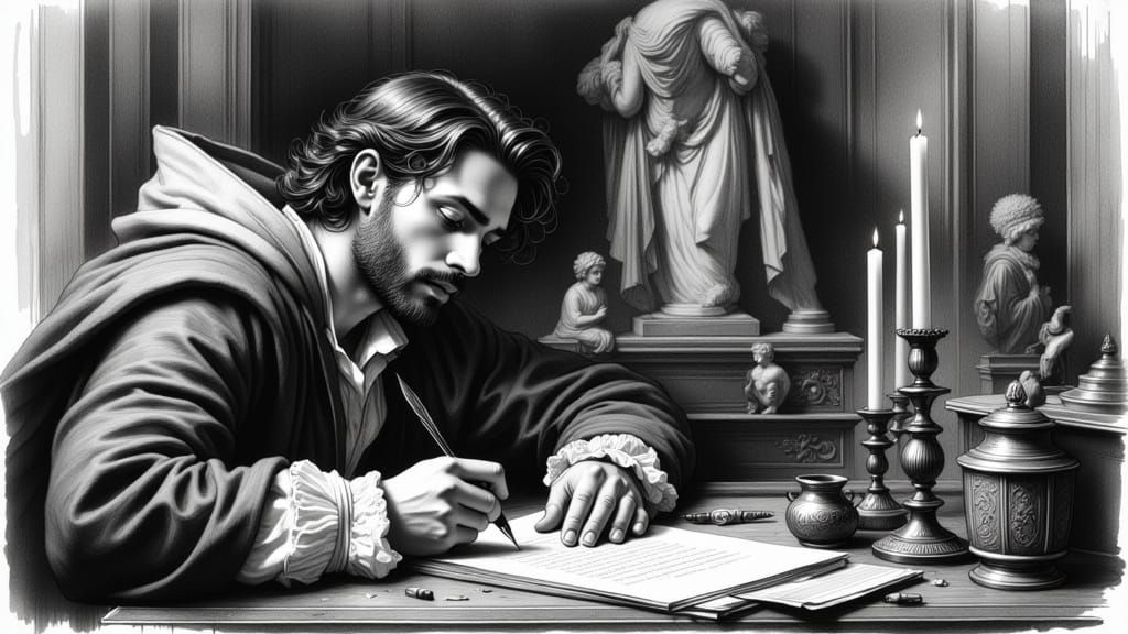 Tommaso dei Cavalieri, Charcoal Drawing in Renaissance Style