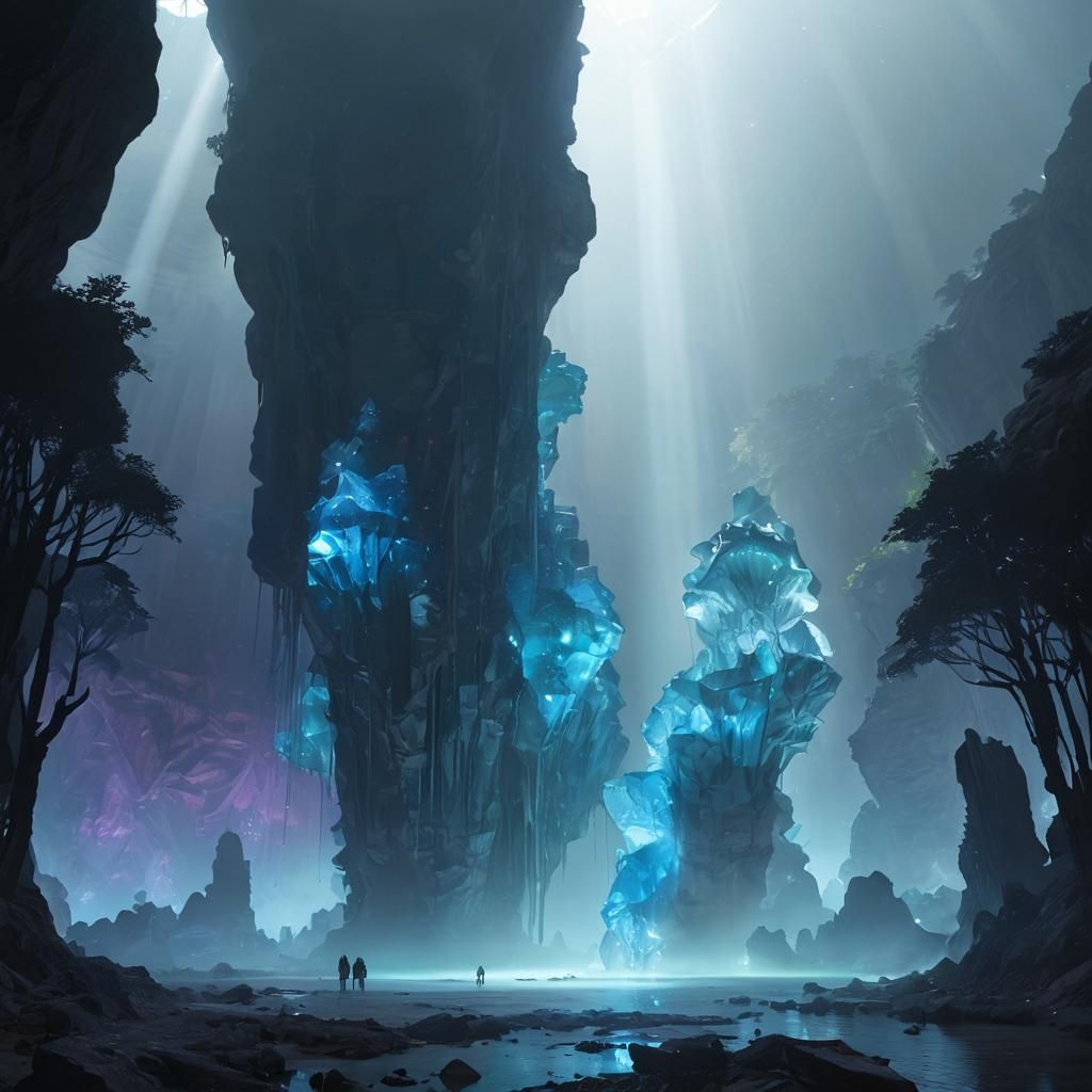 Surreal Crystal Cave in Vivid Photorealism