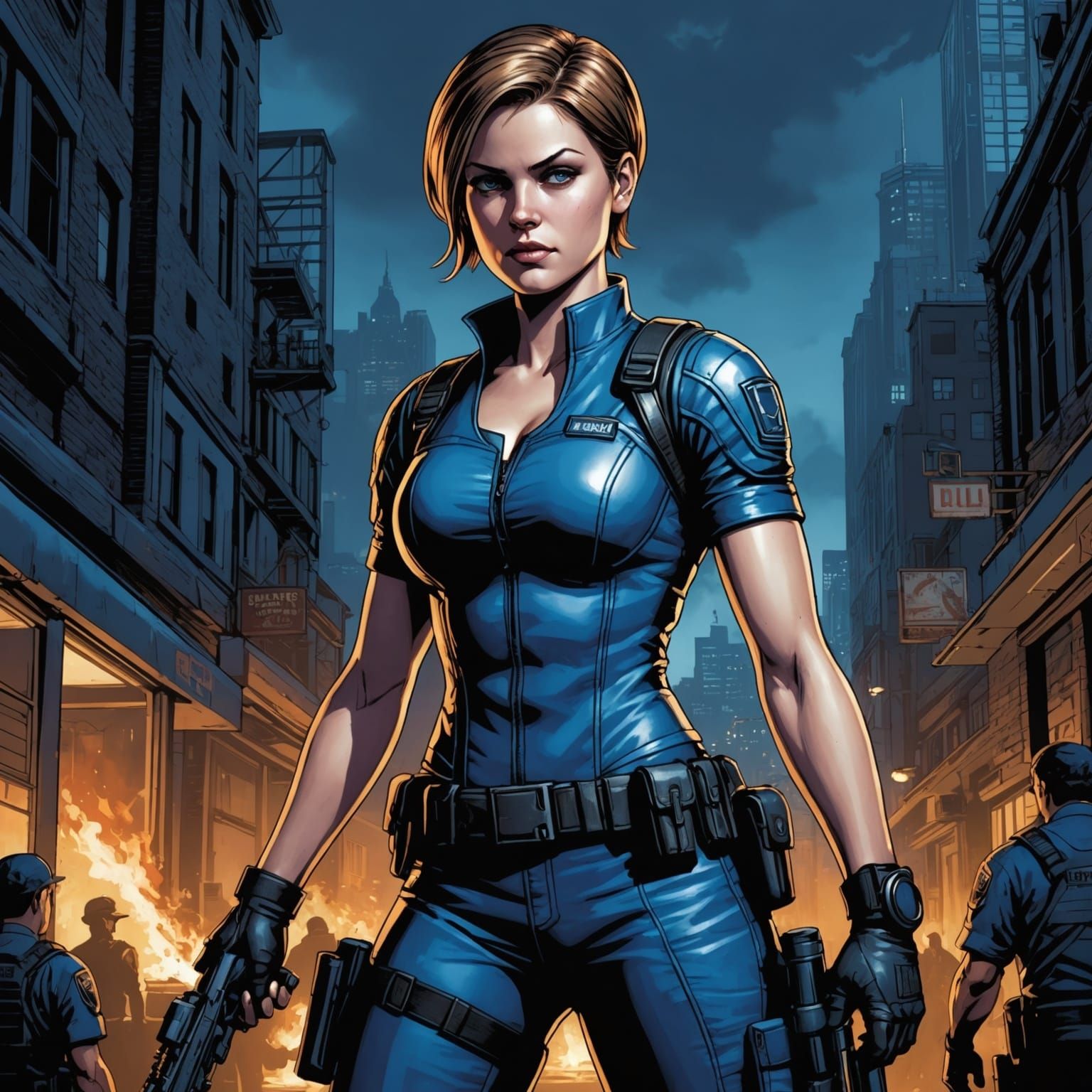 Jill Valentine in Comic Book Art Style