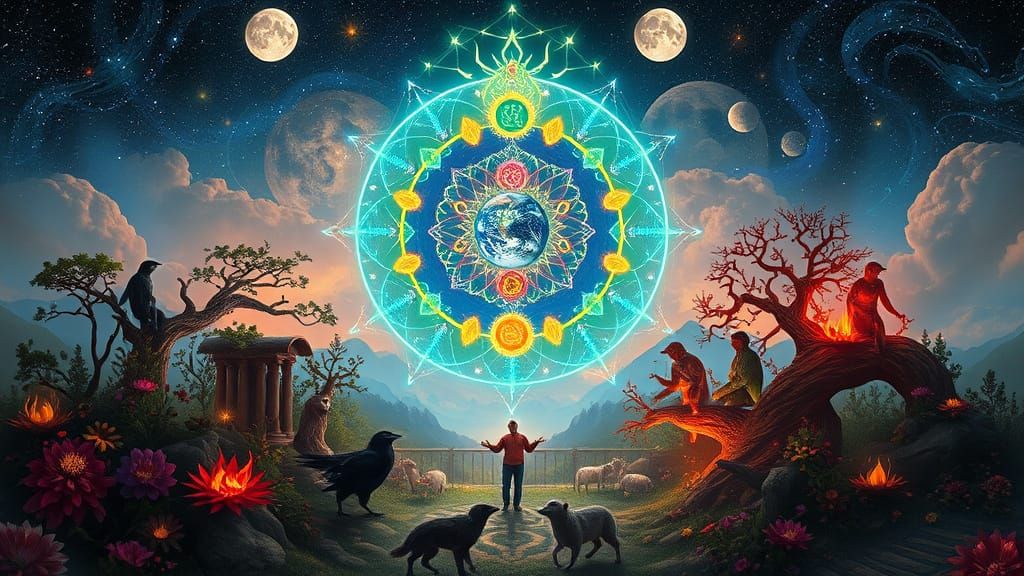 Luminous Chakra Wheels Radiating Energy: Ethereal Biolumines...