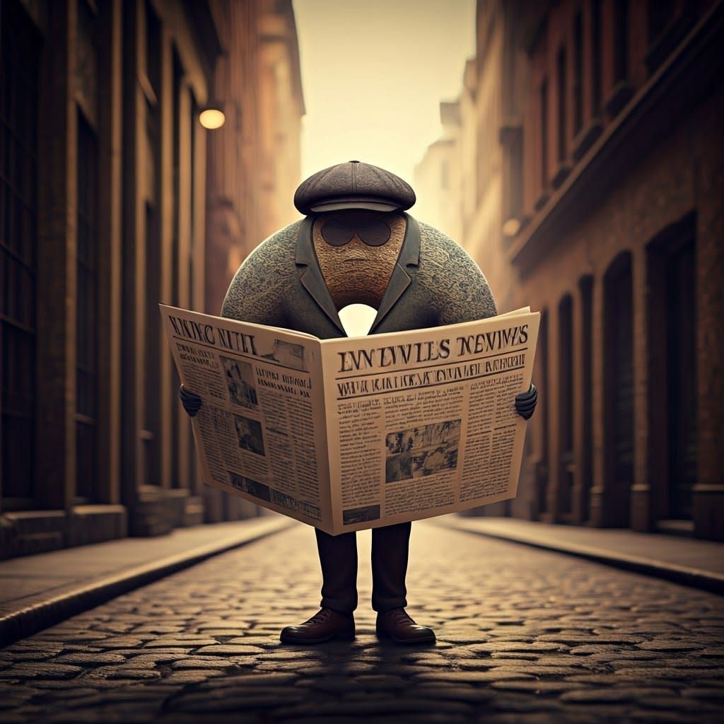 Torus Newsboy Selling Mobius Strip Newspapers