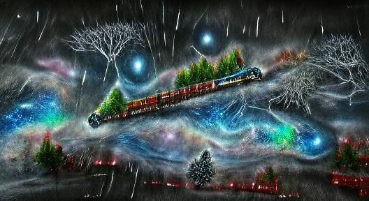 Christmas Tree Train in Astral Night Sky