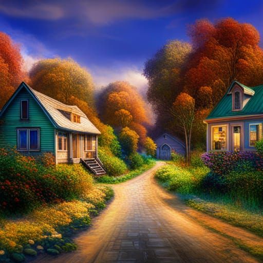 Charming Tiny Home Village in Impressionist Style