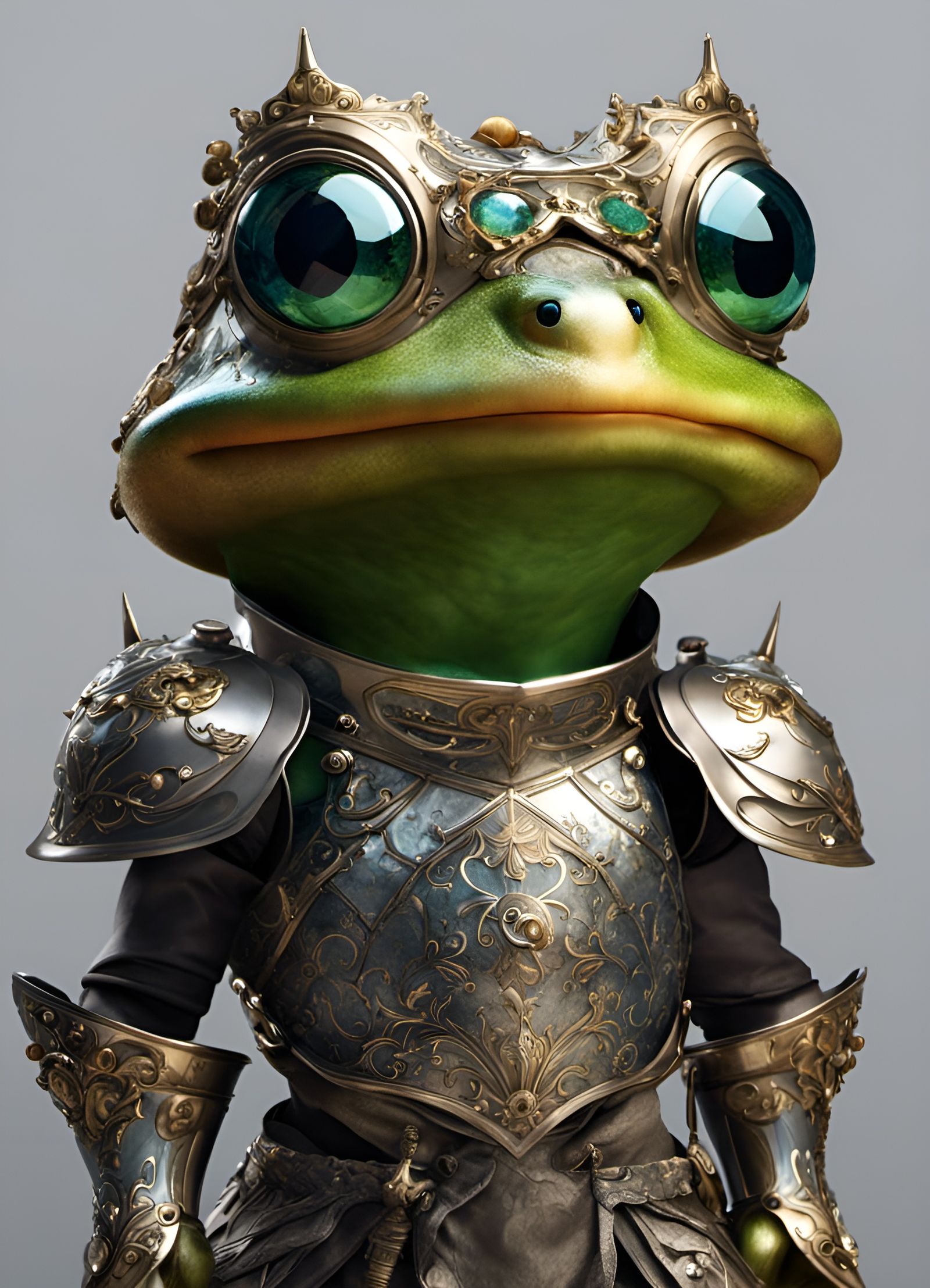 Chibi Frog Knight in Ornate Armor