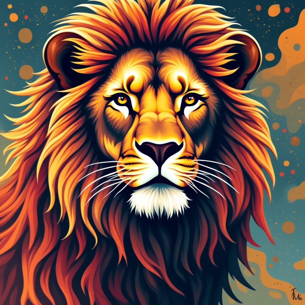 Geometric Lion in Op Art Style