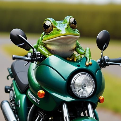 Cute Frog Rides a Motorbike