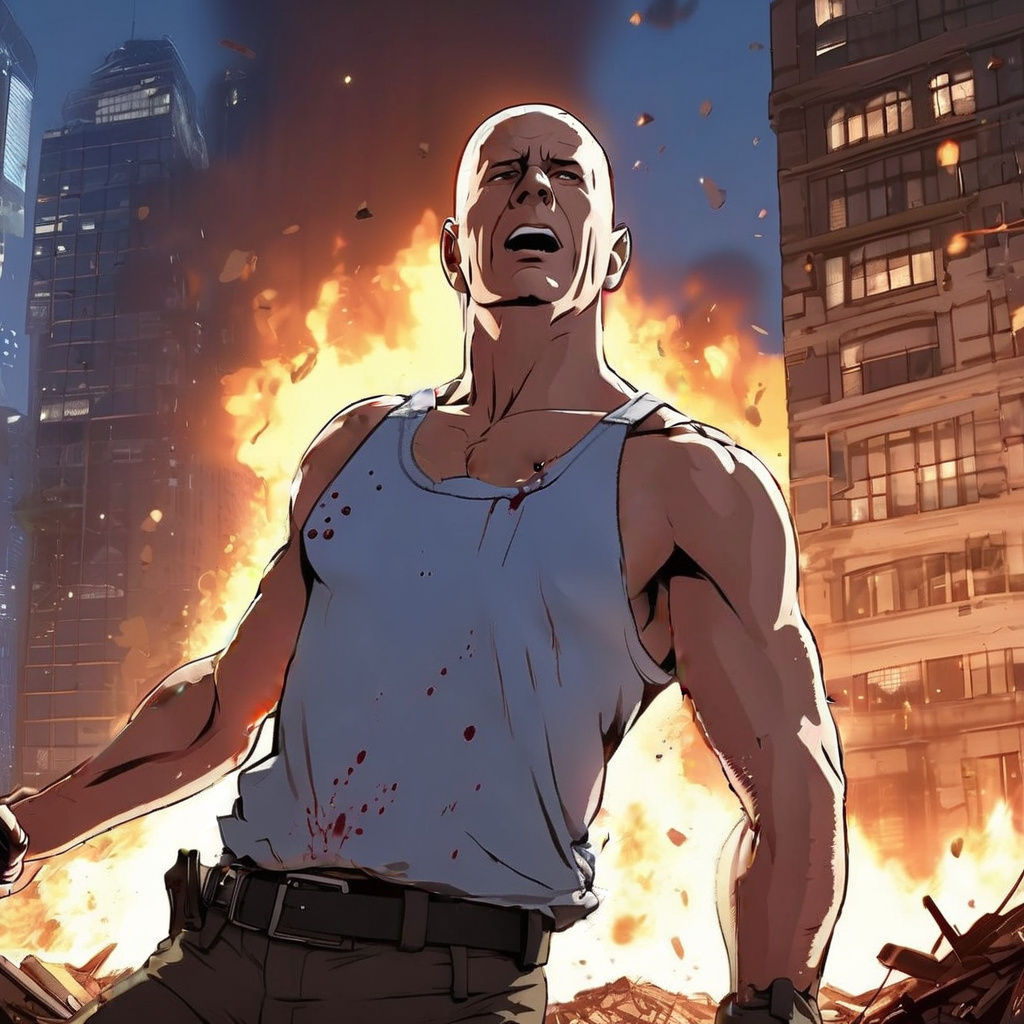 Bruce Willis as John McClane in a Comic-Book Style