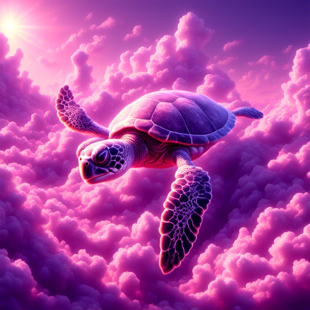 Cute Cloud Sea Turtle: Photorealistic Dream Art