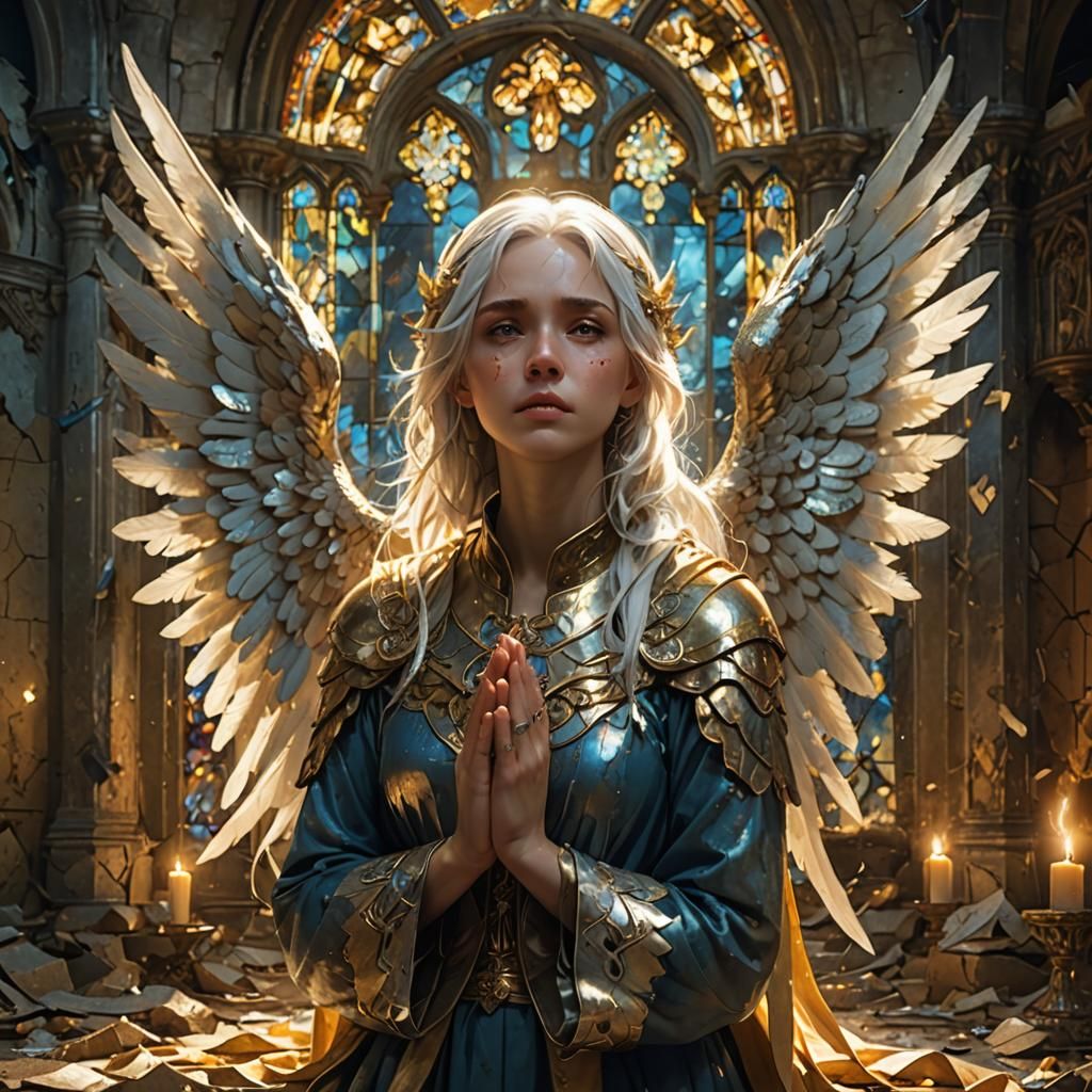 Fallen Aasimar in Chapel: A Digital Matte Painting