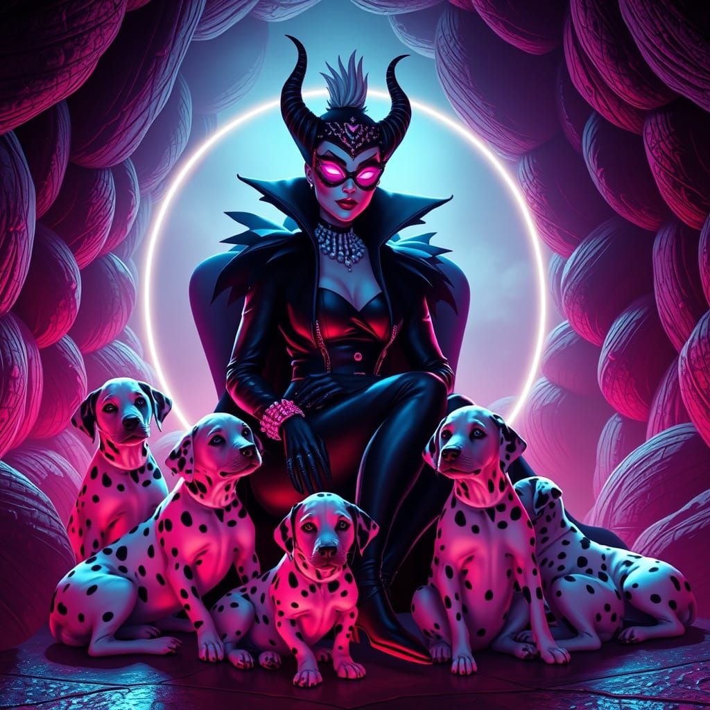 Cruella De Vil: Synthwave Mastermind in Neon Lair