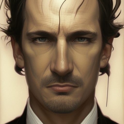 Exhausted Man Portrait in Hyperrealistic Style