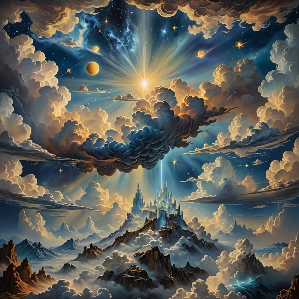 Celestial Night Sky: A Surrealist Digital Painting