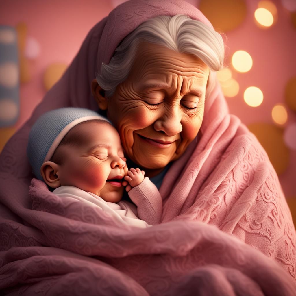 Tender Grandma Moment in Whimsical Nursery