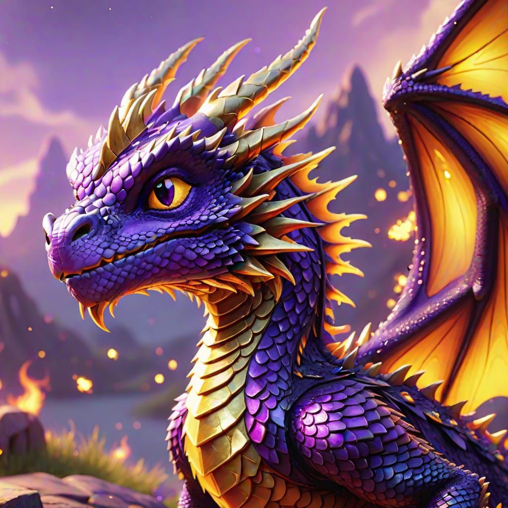 Playful Purple Dragon in Cartoon Style