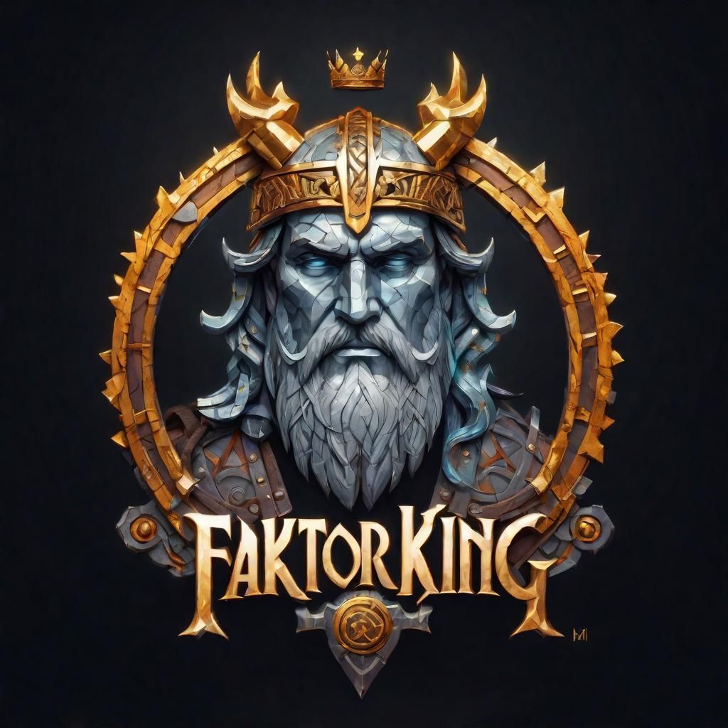 Viking Logo with Deer and Iron Gate in Mosaic Style