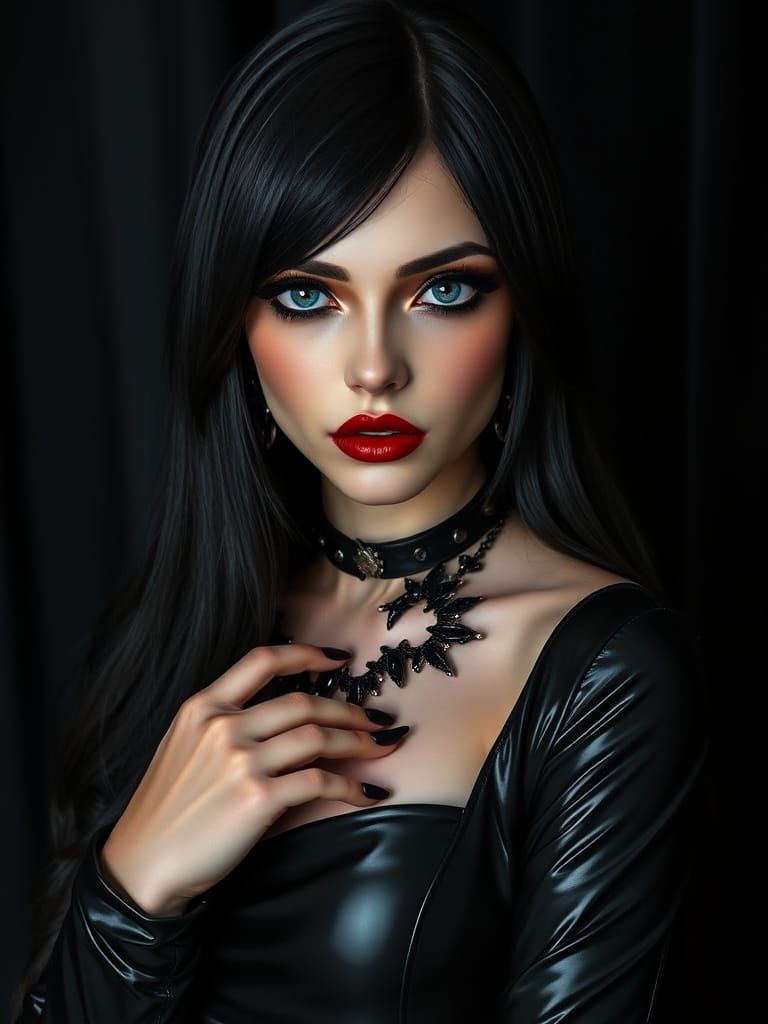 Elegant Gothic Femme in Luxurious Latex