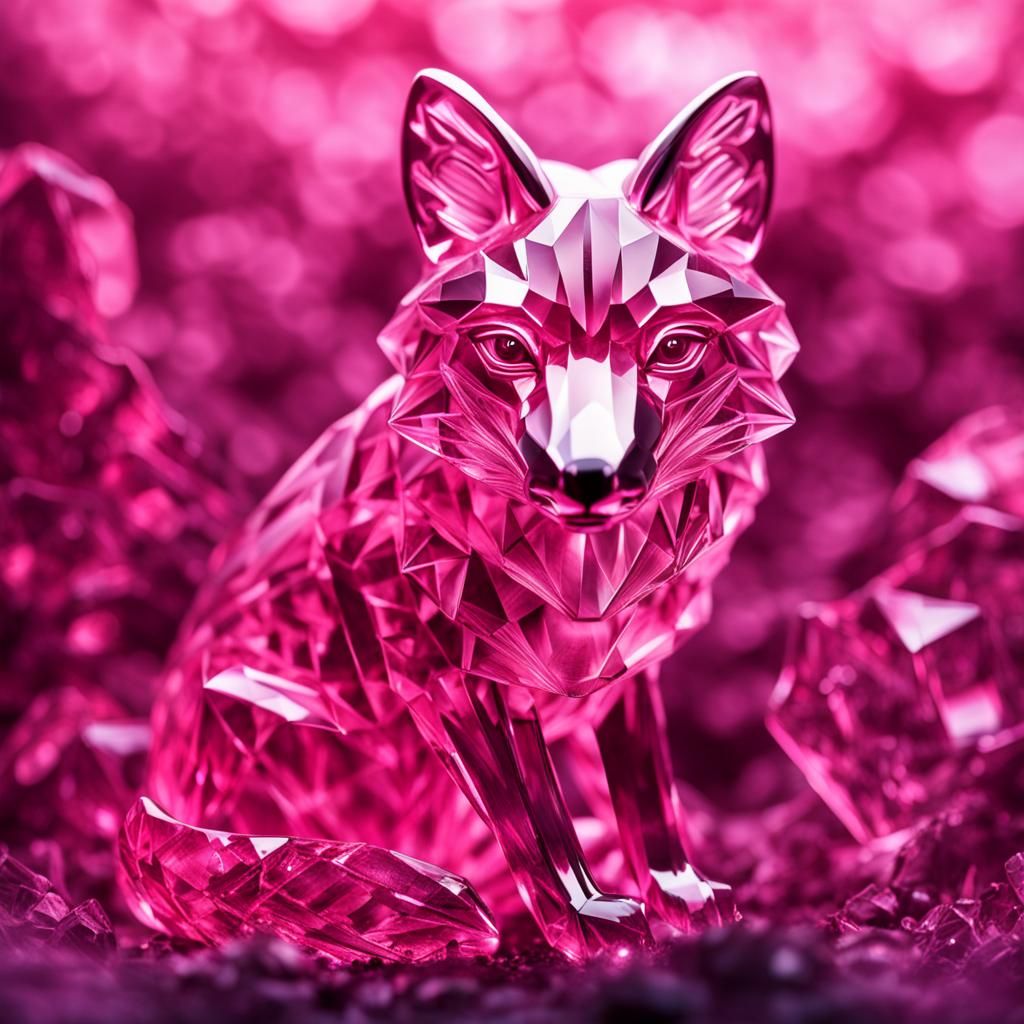 Hyperrealistic Crystalline Pink Fox in High Definition
