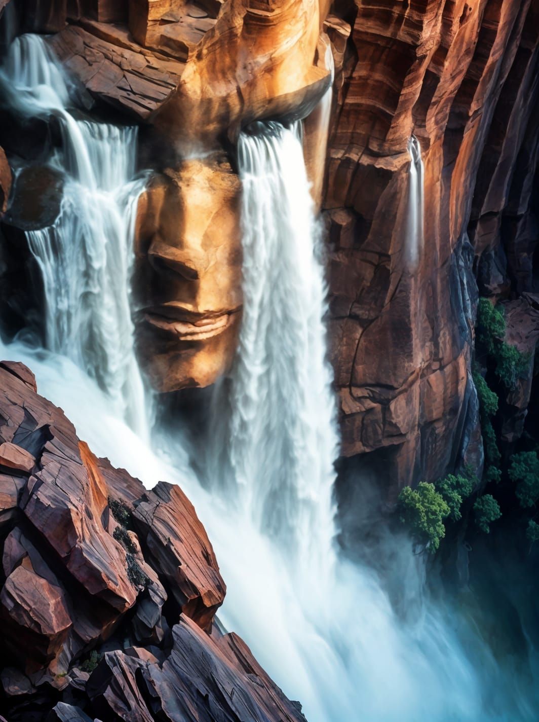 Weathered Cliffside Weeping in the Australian Outback