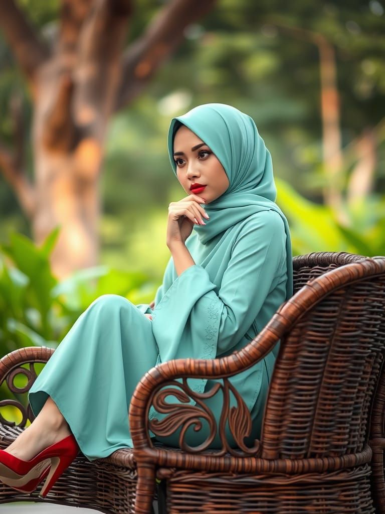 Elegant Malay Woman Lost in Thought