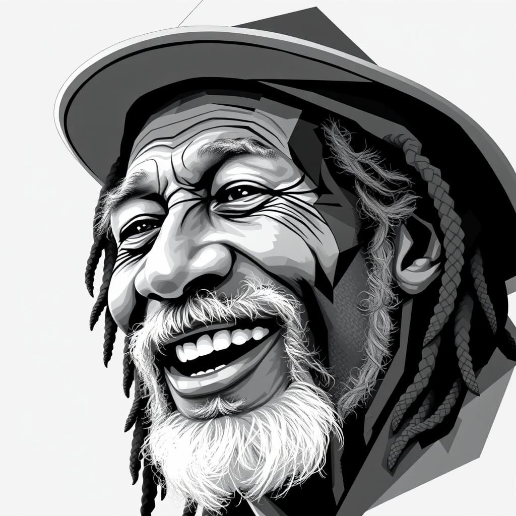 Smiling Rasta Singer in Cubist Geometric Style