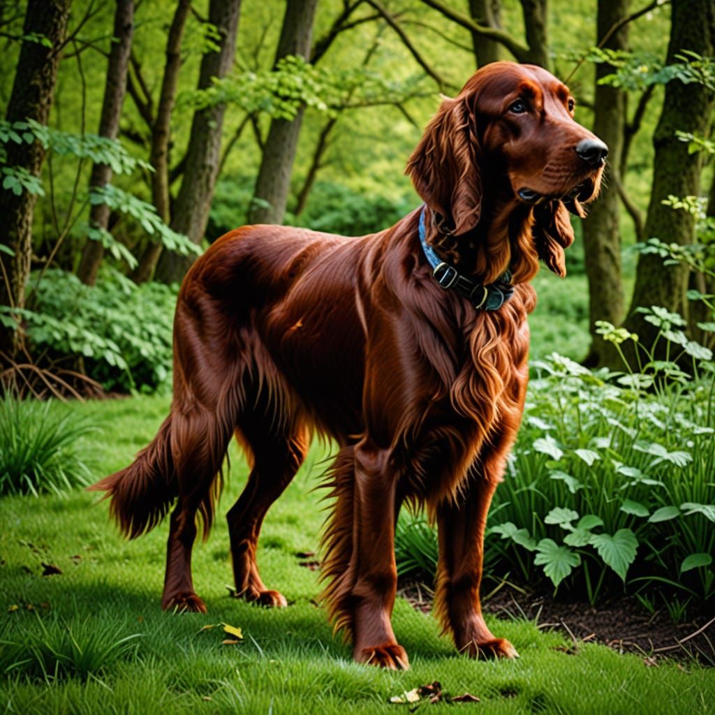 Irish Setter Portrait in Vibrant Hues