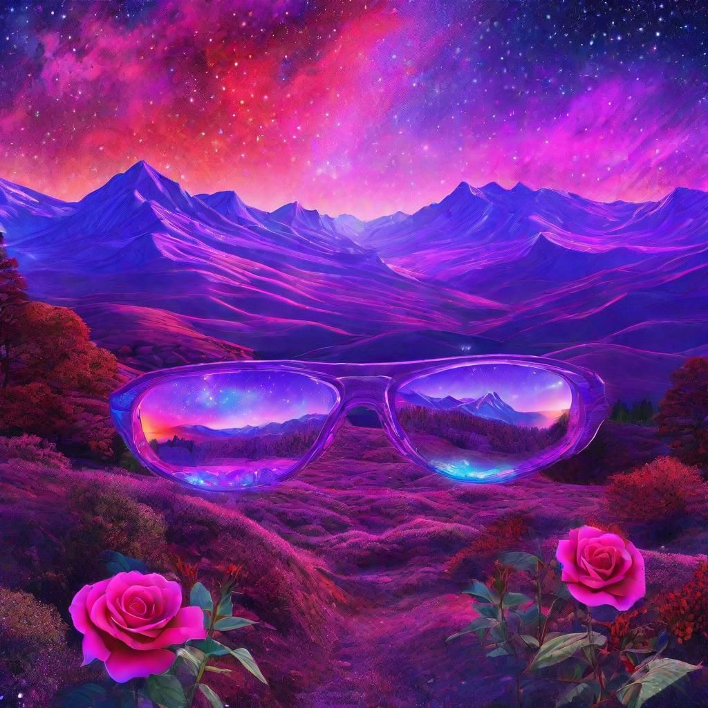 Cosmic Purple Mountain Landscape in Astral Illustration