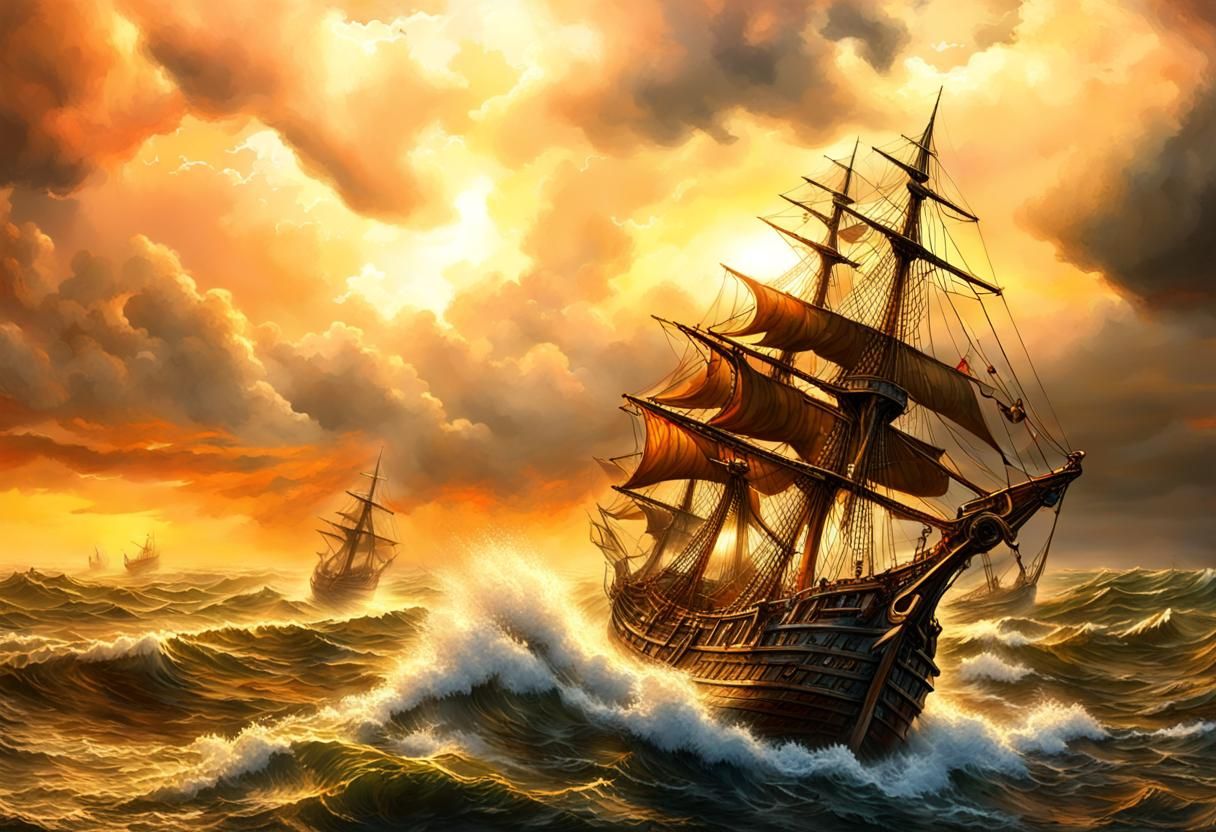 Epic Pirate Ship Battle on Stormy Seas