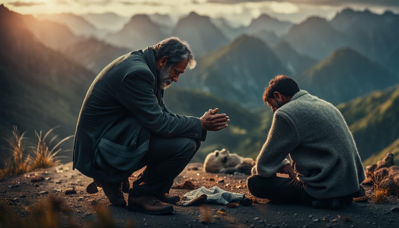 Grieving Man's Journey: Cinematic Image of Loss