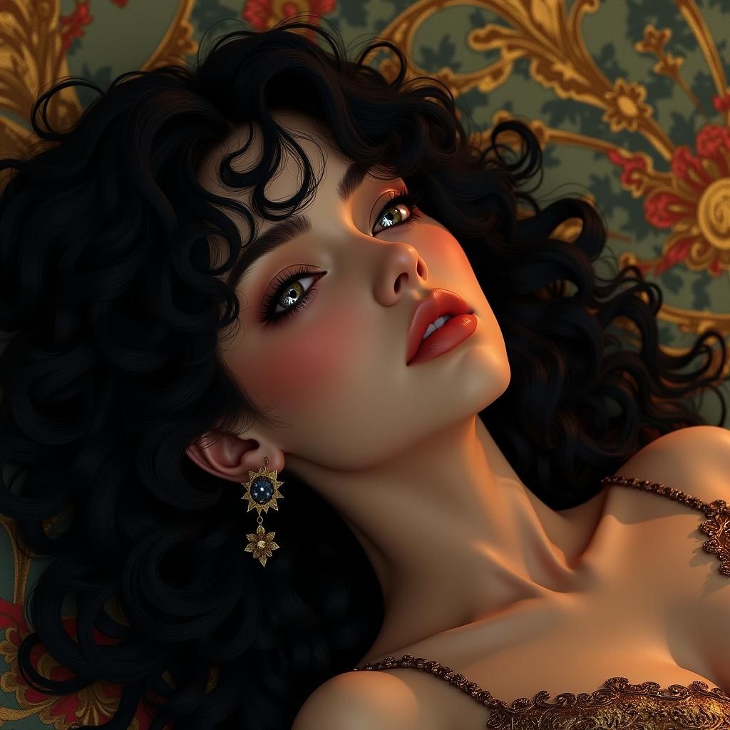 Mystical Woman Portrait in Art Nouveau Style