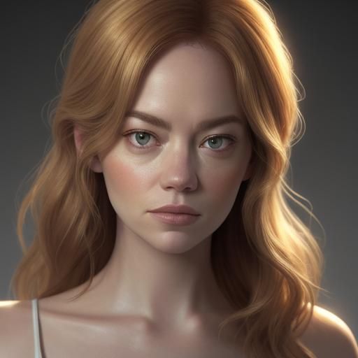 Realistic Portrait of Woman with Golden Lighting