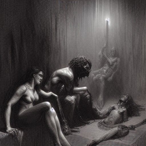 Horrific Bondage Scene in Dark Fantasy Style