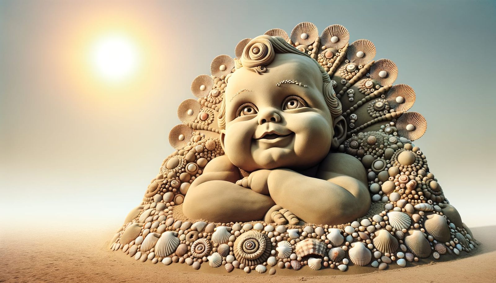 Giant Sand Baby Comes to Life on Beach