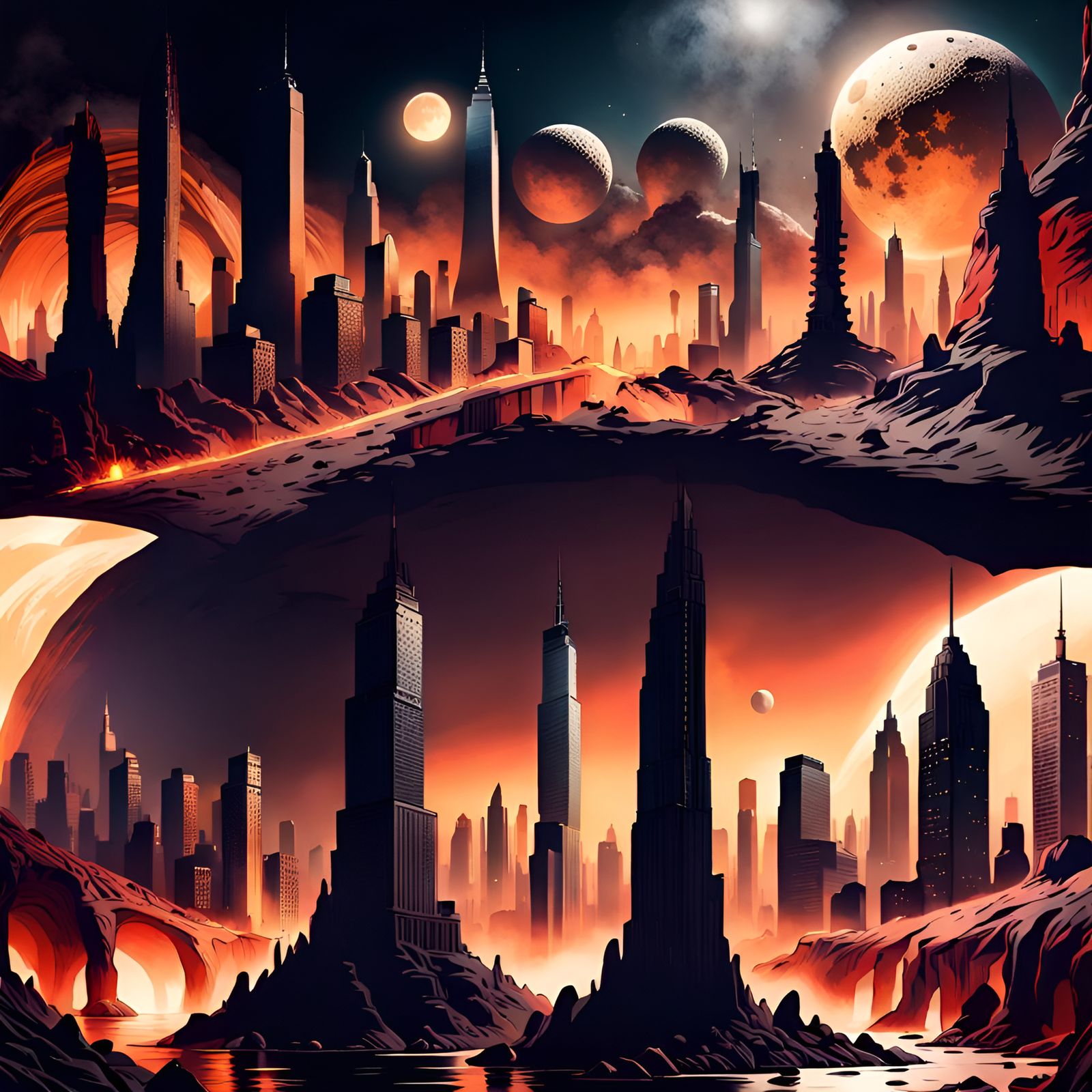 Cyberpunk City Beneath New York Underground