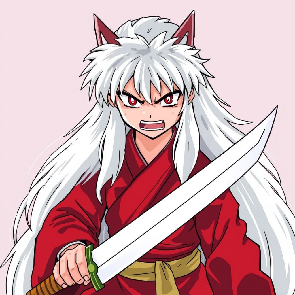 Inuyasha in Fierce Battle Stance
