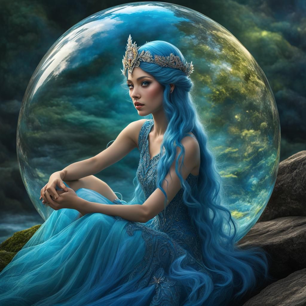 Fairy Trapped in Orb, Pastel Colors, Photorealistic