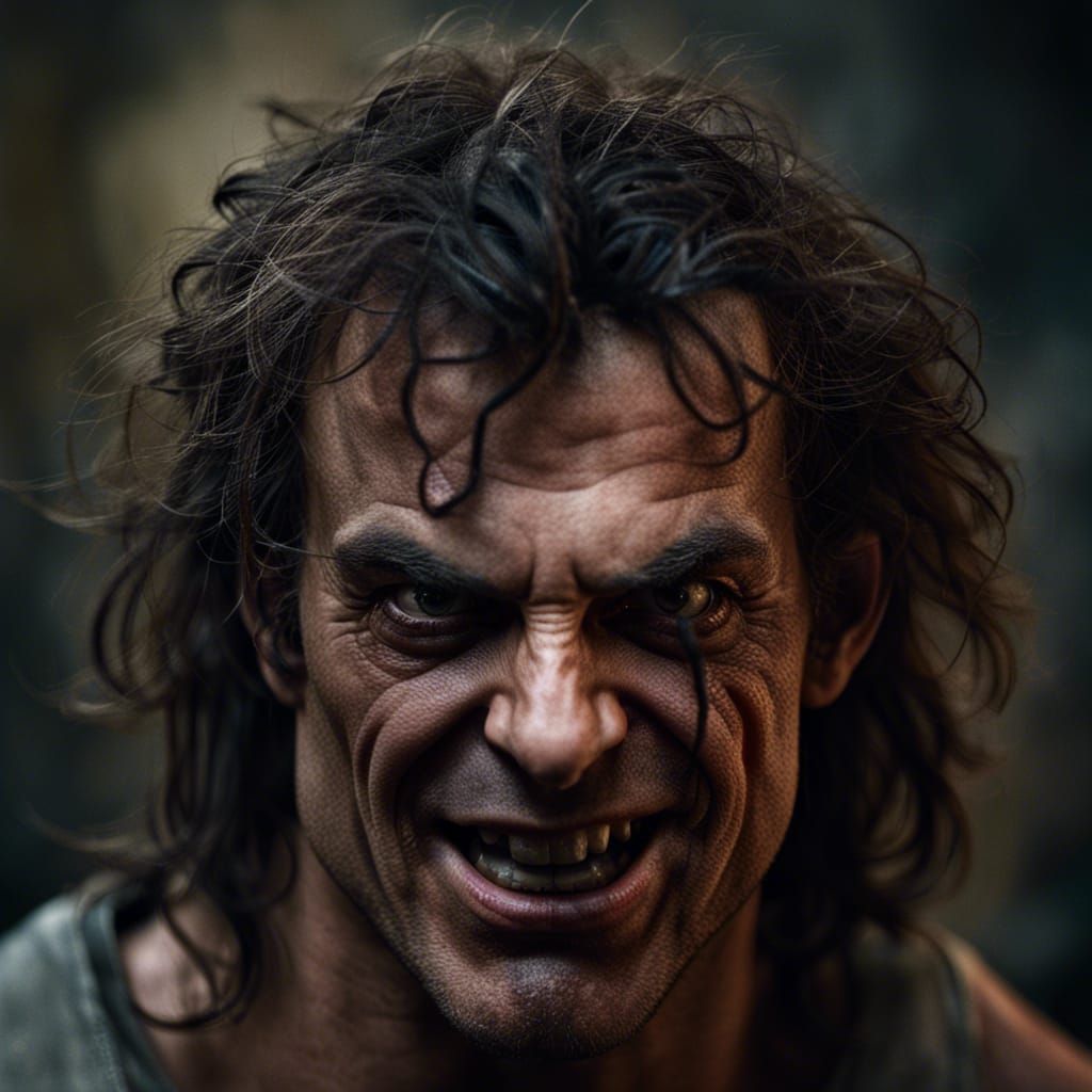 Hyperrealistic Portrait of an Angry Man in Doré Style