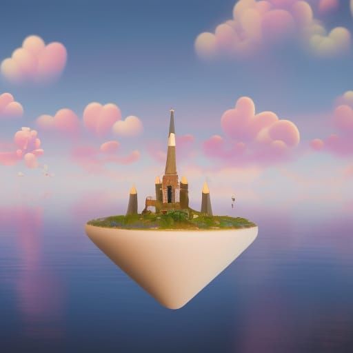 Surreal Landscape with Floating Islands in Digital Art Style