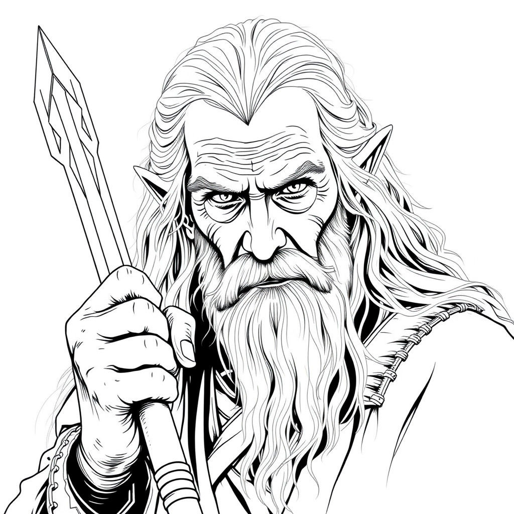 Gandalf One-Line Art: Minimalist Wizard Drawing