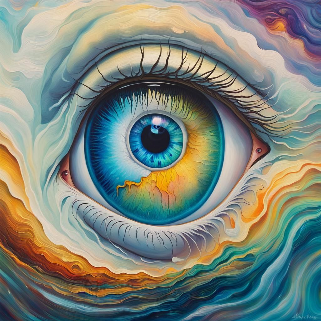 Surreal Elephant Eye in Dreamlike Oil Painting