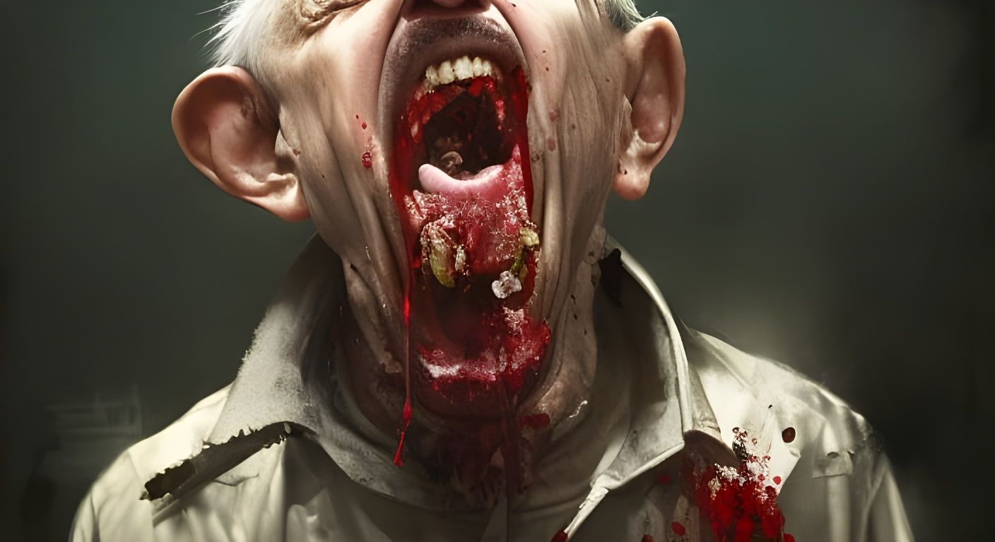 Hyperrealistic Portrait: Man Vomiting Screaming Mole Rat