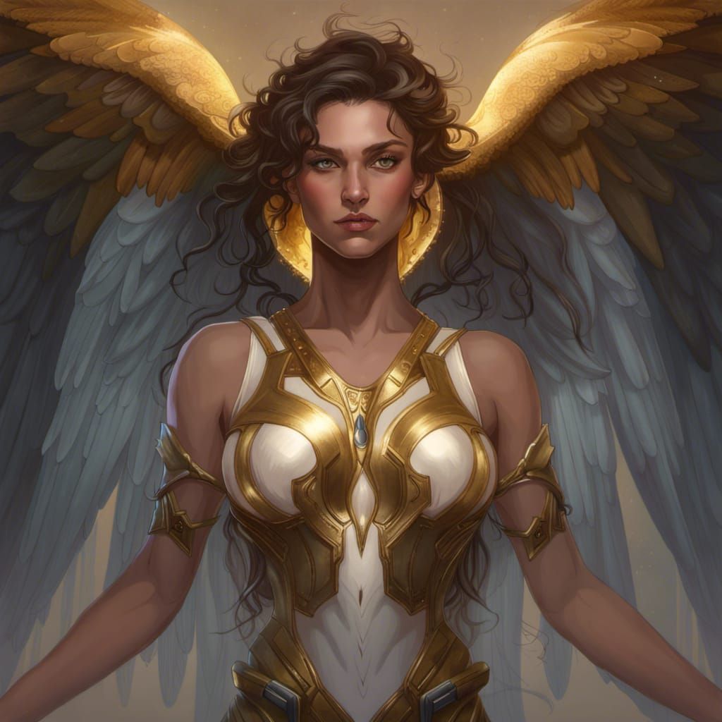 Celestial Archangel Portrait in Hyperdetailed Style