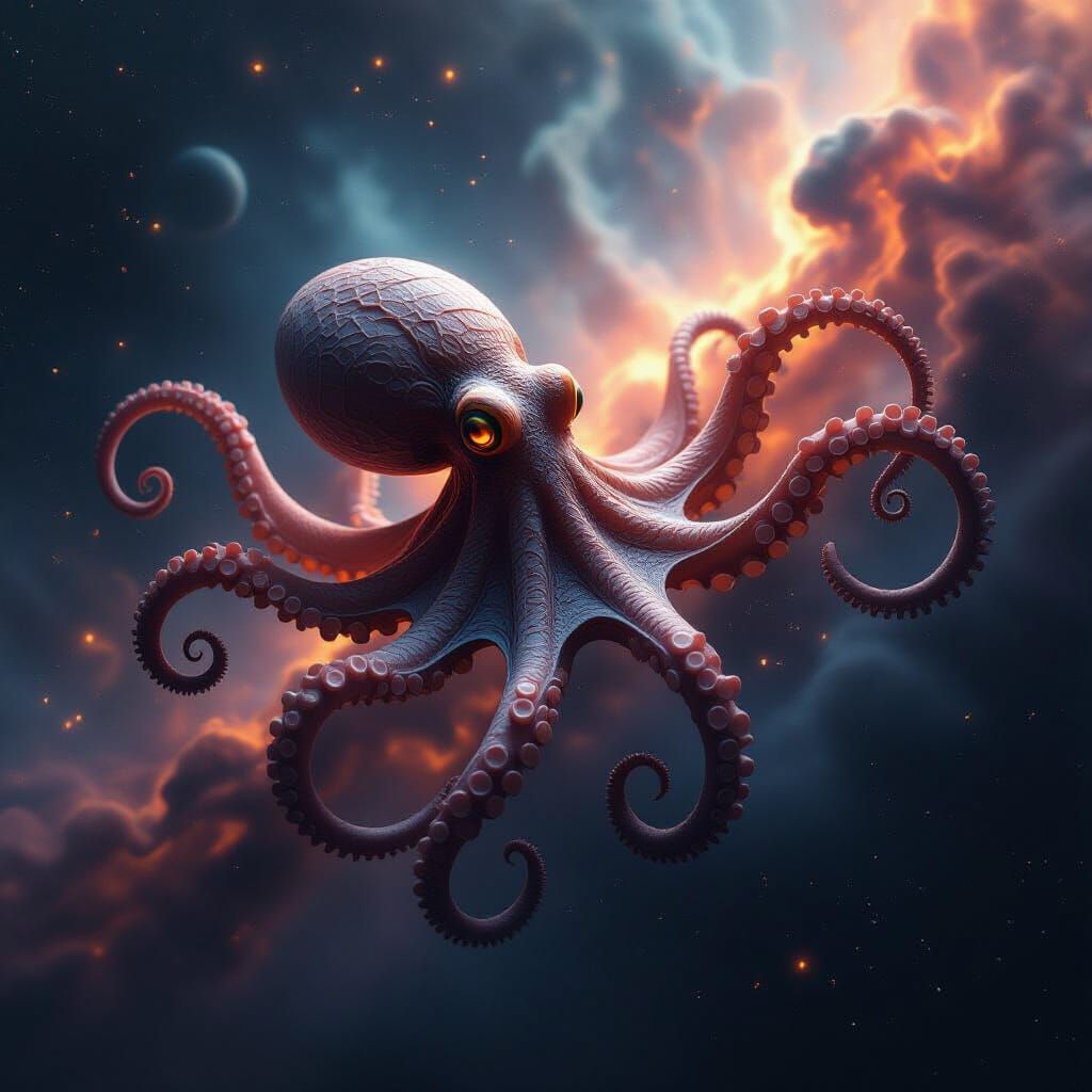 Octopus-Grasshopper Hybrid in Cosmic Nebula