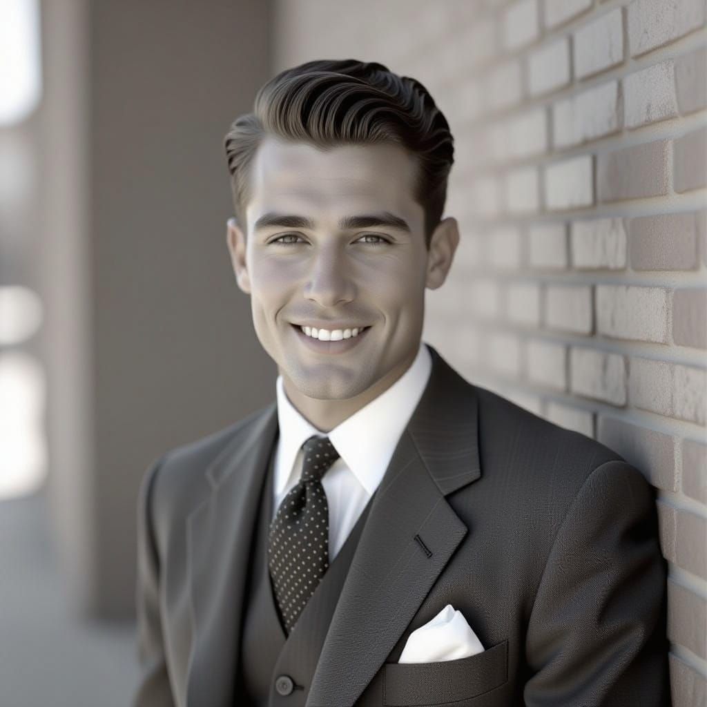 1950s Handsome Man in Suit Vintage Photo