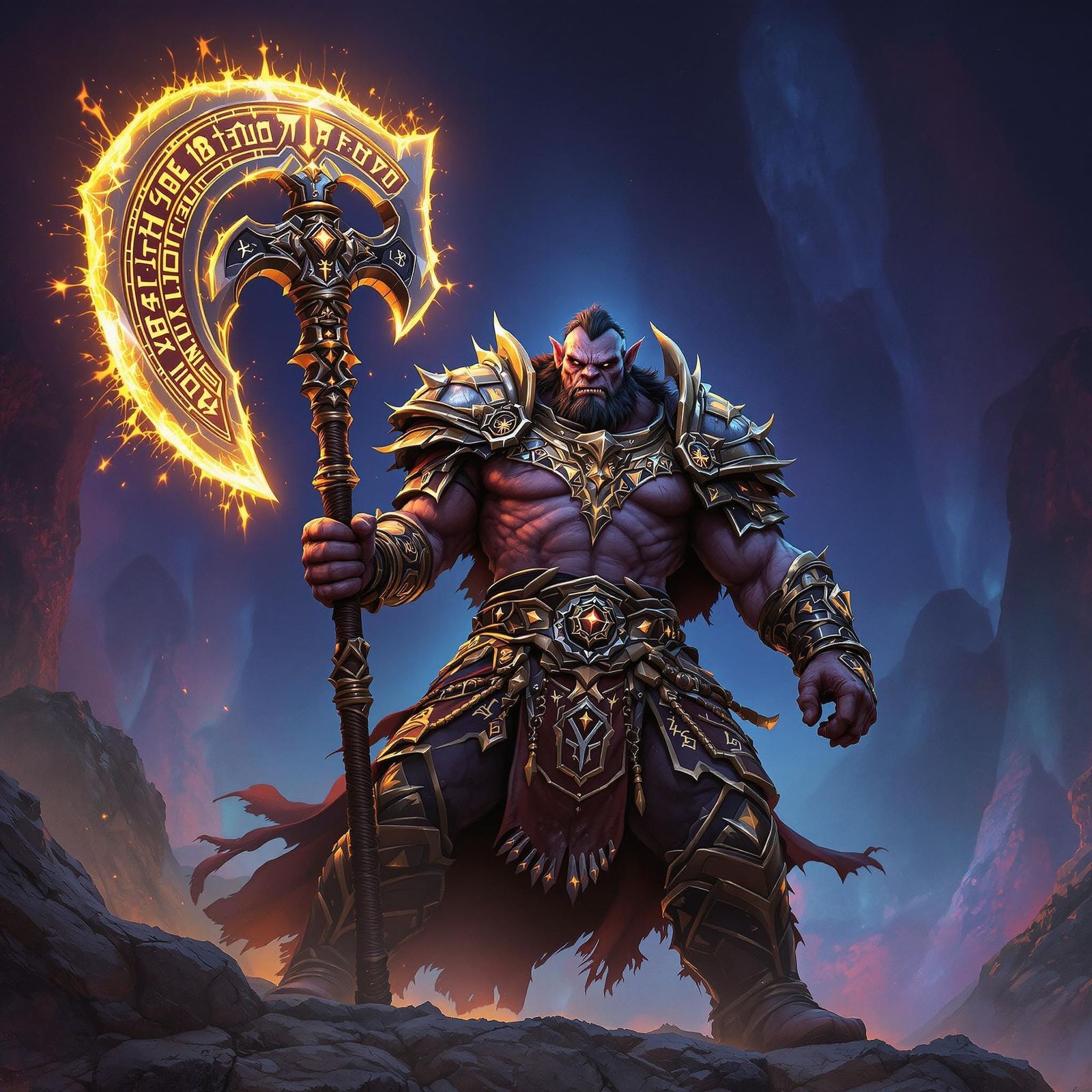 Half-Orc Paladin with Glowing Axe