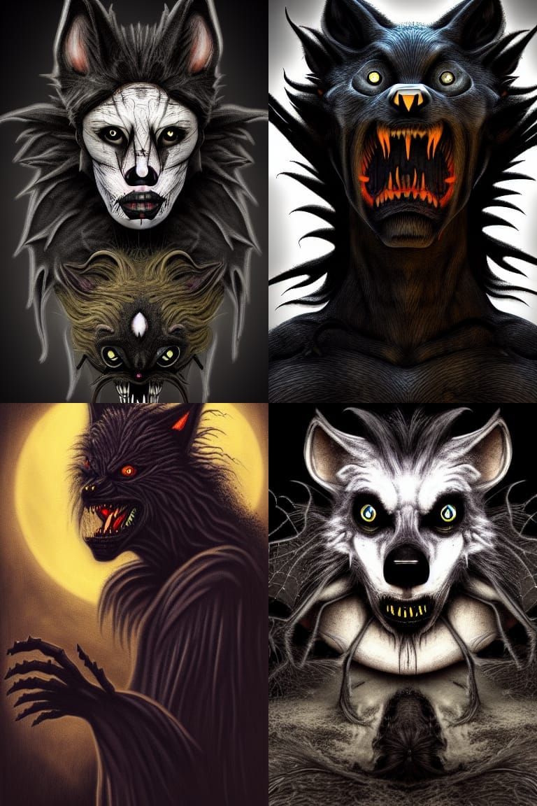 Halloween Werewolf Surreal Portrait in Burton Style